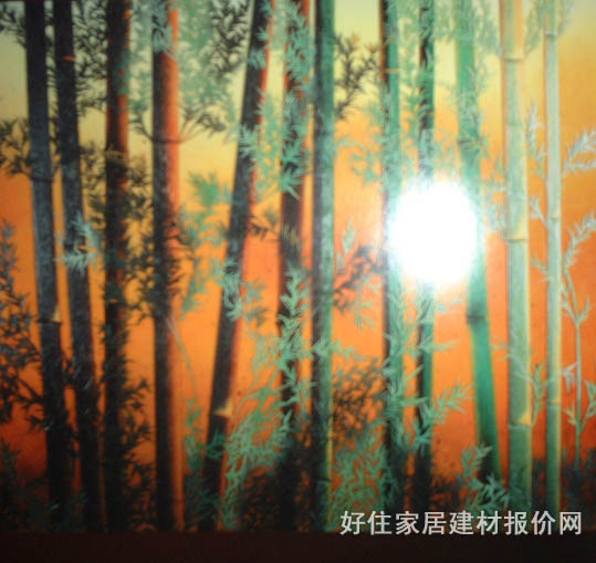 工艺玻璃 彩绘玻璃竹报平安 8厘