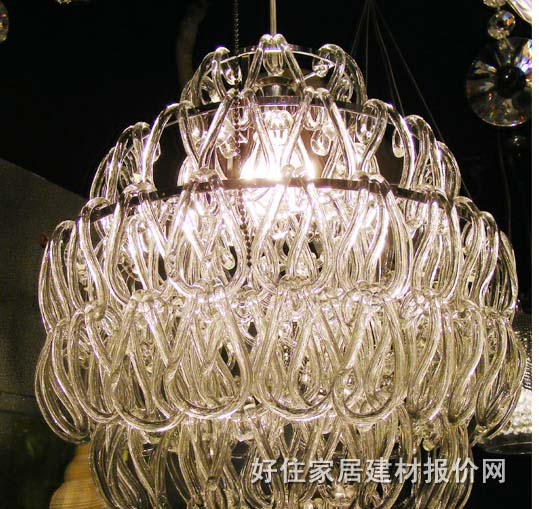 吊灯 030/1  金属灯架+仿水晶玻璃灯罩 大型奢华式 白色