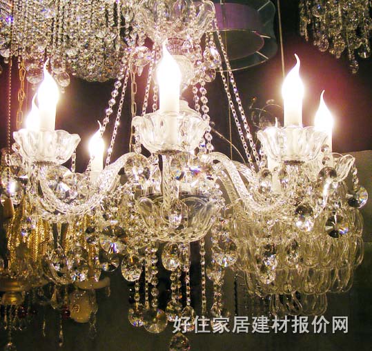 吊灯 9907/8 金属灯架+仿水晶玻璃灯罩 大型奢华式 白色
