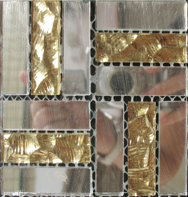 马赛克 玻璃X-923 长40mm×宽10mm×厚3mm 玻璃 烧结 银色拼花