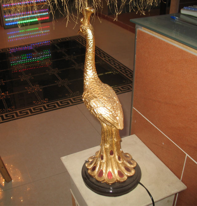 普赛特台灯 金孔雀台灯6067 高60cm 现代流行 布艺灯罩 亚克力灯架