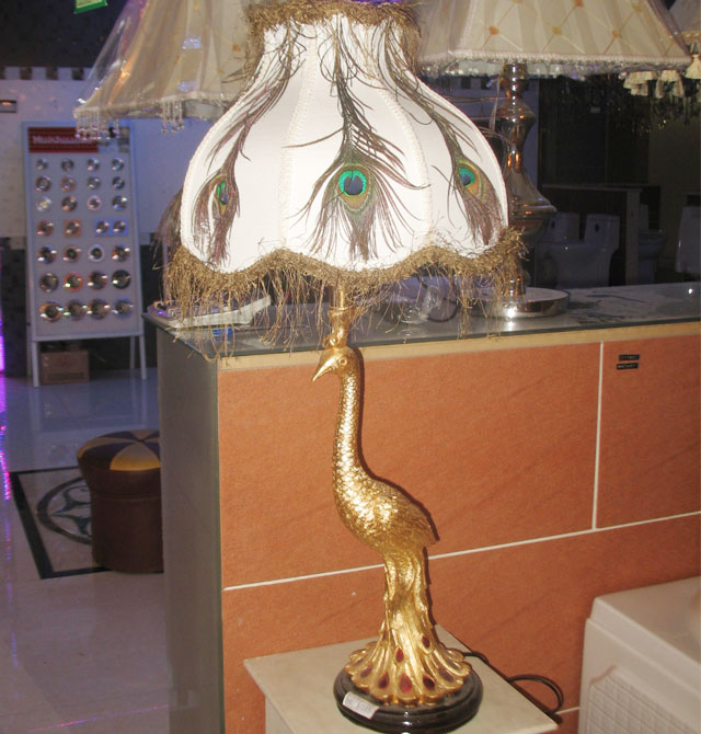 普赛特台灯 金孔雀台灯6067 高60cm 现代流行 布艺灯罩 亚克力灯架