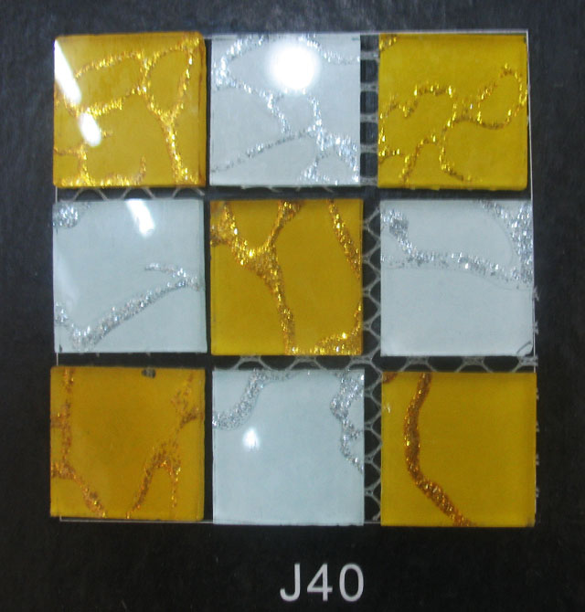 马赛克之家马赛克 J40 长25mm×宽25mm×厚3mm 水晶玻璃 流金 黄色