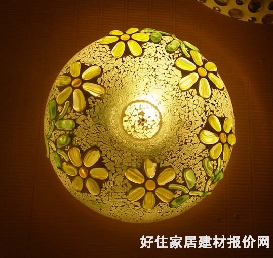易美达吸顶灯  卧室吸顶灯 圆形 东南亚风格 彩色玻璃