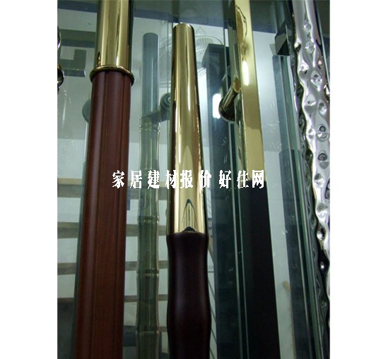 新精钢玻璃门拉手 长条造型钛金+木材XJG-355 1100mm×600mm×51mm