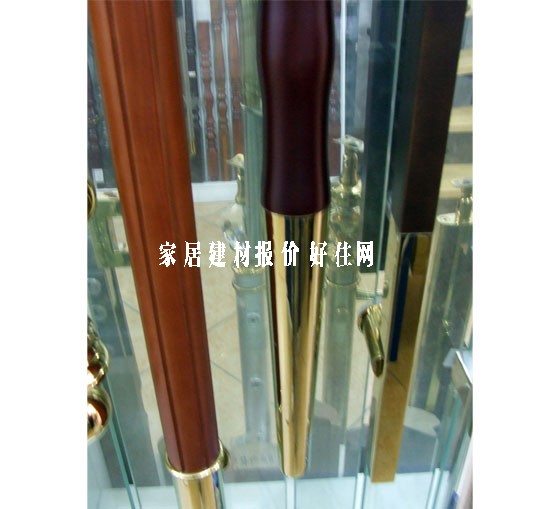 新精钢玻璃门拉手 长条造型钛金+木材XJG-355 1100mm×600mm×51mm