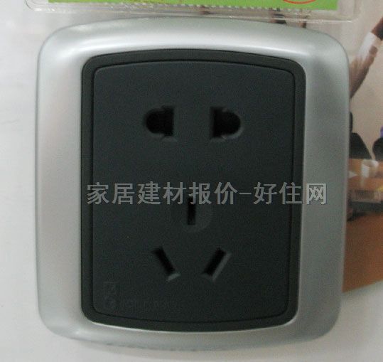 强电插座面板 L560.BZB 二三极 黑底银框