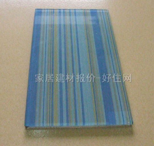 夹丝夹层玻璃 蓝黄条纹网 100×100mm