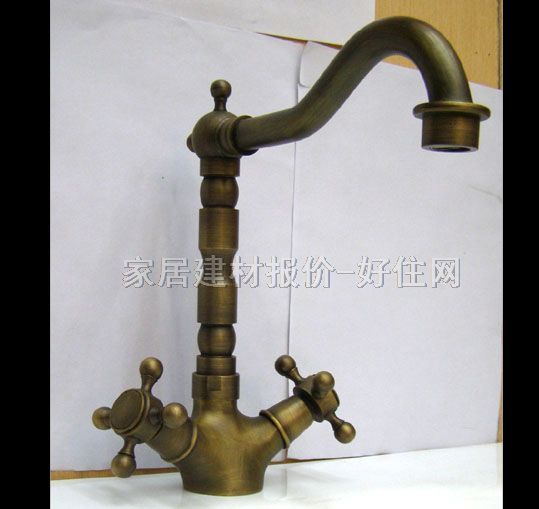 面盆龙头   欧式古典 冷热 双把双孔 无 黄铜