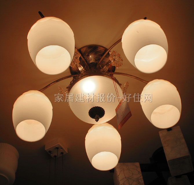 洪都吊灯 8352/5+1 金属灯架+磨砂玻璃灯罩 现代流行风格 Φ600mm 白色