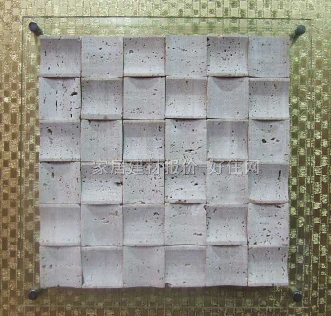 马赛克 天然石灰色 异形洞石 12mm×50mm×300mm 色