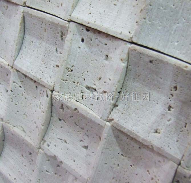 小砖家马赛克 天然石灰色 异形洞石 12mm×50mm×300mm 色