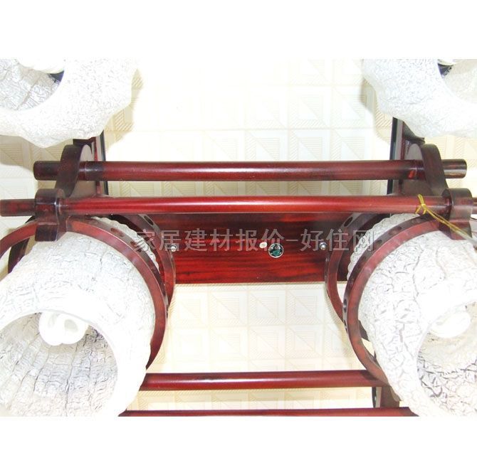 香山木吊灯 MD6-066 木质灯架+磨砂玻璃灯罩 传统复古风格 520×500mm 白色