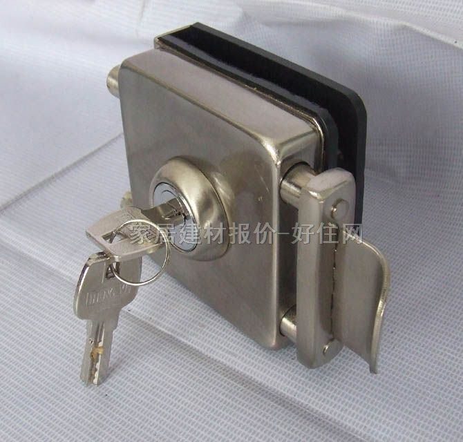 恒益玻璃门锁 腰锁镀铁单开 HY－001 12mm玻璃夹