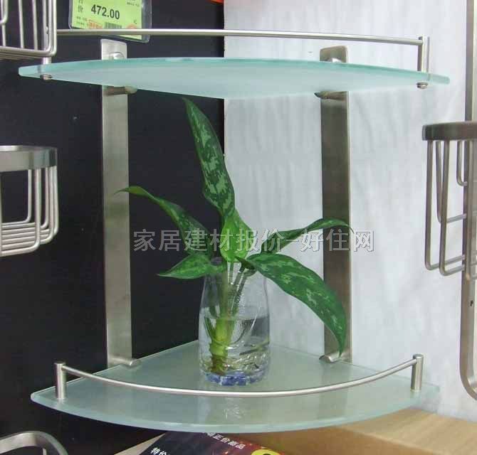 厨卫置物架 转角型玻璃层板玻璃角架B-1003 2层