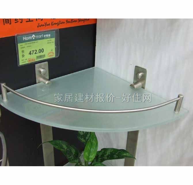 万能士厨卫置物架 转角型玻璃层板玻璃角架B-1003 2层