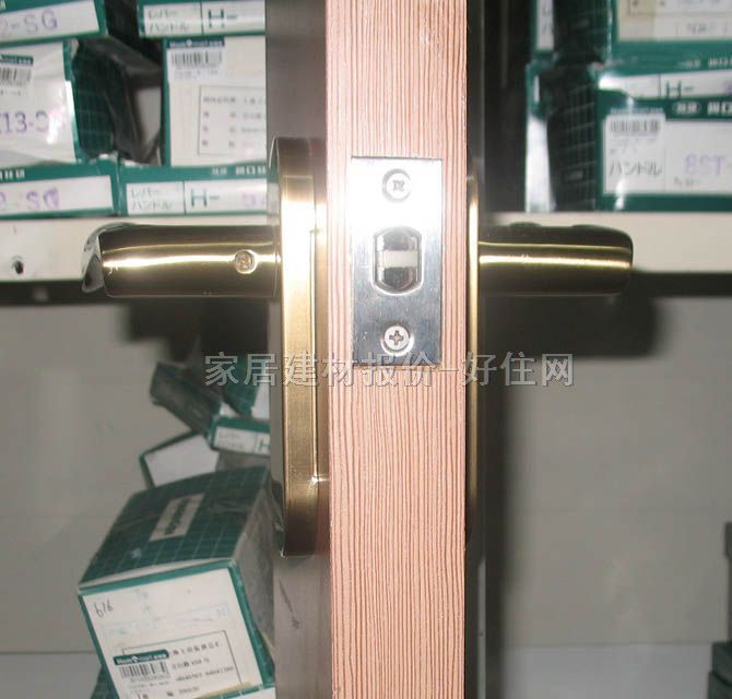 川口木门锁  AL-52-5K13-SG金沙色 45mm-55mm 锌合金 执手锁 哑光金