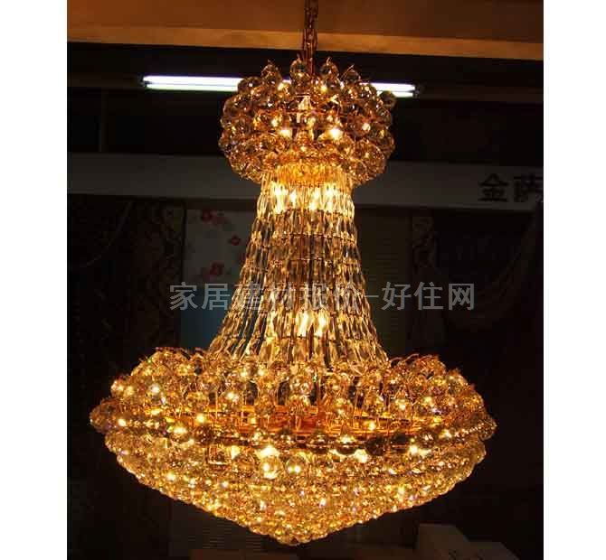 百栋吊灯 7141/90*105 金属灯架+真水晶灯罩 大型奢华式 Φ900mm 白色