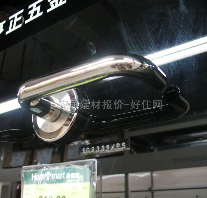 玻璃门拉手 SD2335-BK分体浴室锁 不锈钢