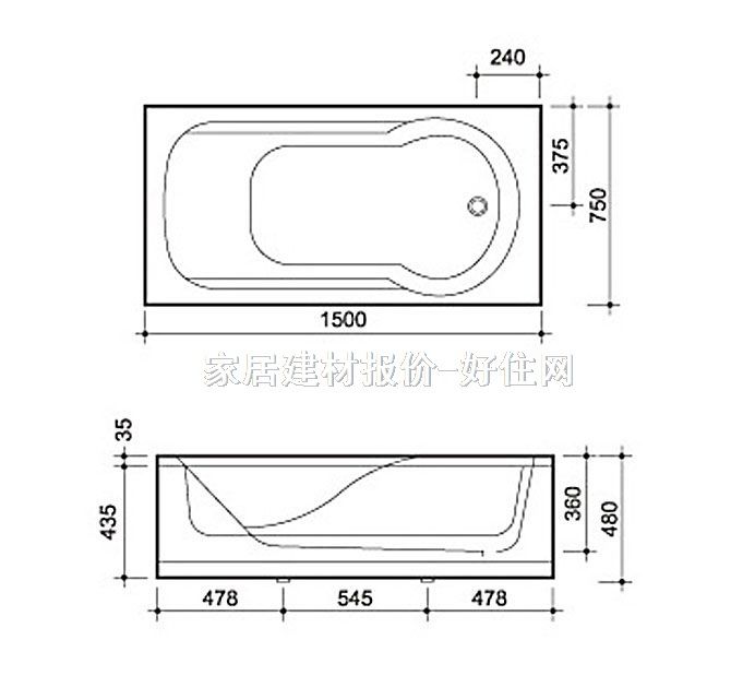 ͨԡ A1507Qȹ 1500mm750mm480mm