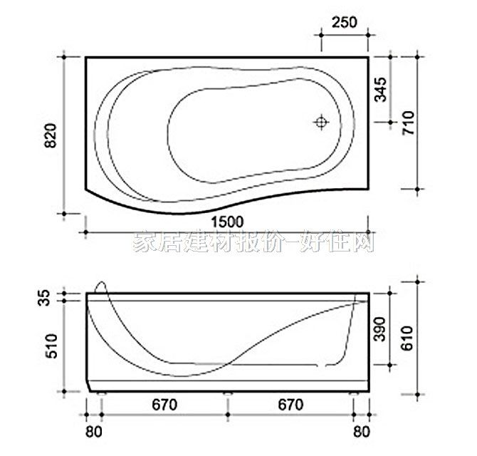 ͨԡ A1500SQ̶ȹ 1500mm 820mm 610mm